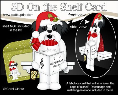 3D on the Shelf Card Kit - Little Christmas Shih Tzu Dog