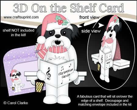 3D on the Shelf Card Kit - Little Christmas Shih Tzu Dog