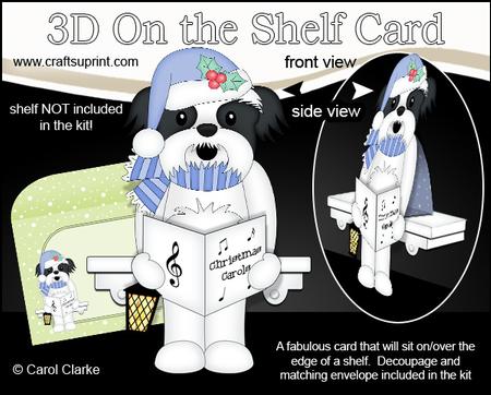 3D on the Shelf Card Kit - Little Christmas Shih Tzu Dog