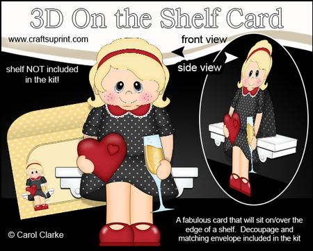 3D on the Shelf Card Kit - Hearts Love & Romance Girl Claire