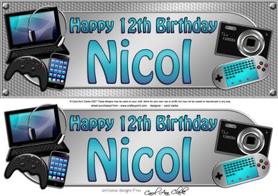 Large Dl 12th Birthday Nicol Gadgets & Gizmos 3D Decoupage