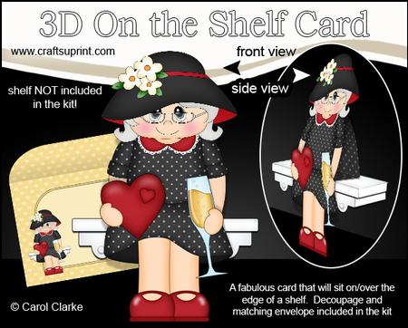 3D on the Shelf Card Kit - Hearts Love & Romance Lady Rhona