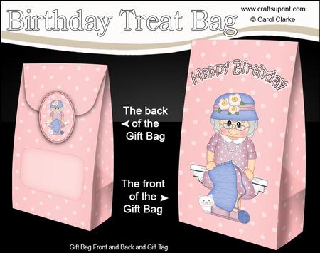 3D Birthday Gossip Galz Knitting Old Lady Gift Bag Mini Kit