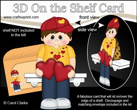 3D on the Shelf Card Kit - Hearts Love & Romance Boy Boyd