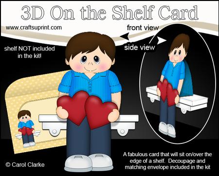 3D on the Shelf Card Kit - Hearts Love & Romance Man Brody