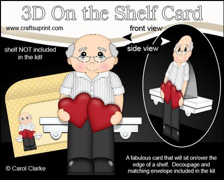 3D on the Shelf Card Kit - Hearts Love & Romance Man Cade