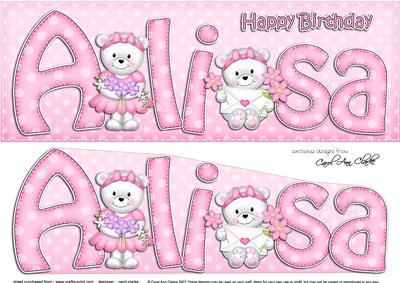 Large Dl Birthday Alisa Teddies 3D Decoupage