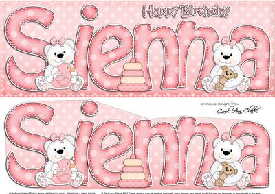 Large Dl Birthday Sienna Teddies 3D Decoupage