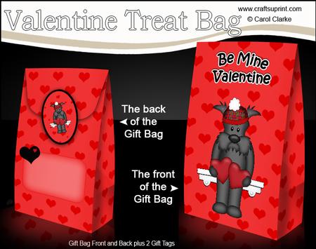 3D Valentine Romance Scottie Dog Gift Bag Mini Kit