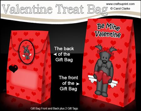 3D Valentine Romance Scottie Dog Gift Bag Mini Kit