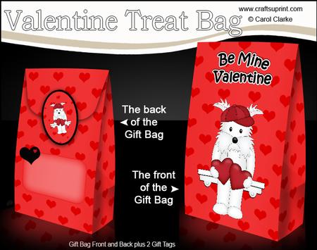 3D Valentine Romance Little Westie Dog Gift Bag Mini Kit