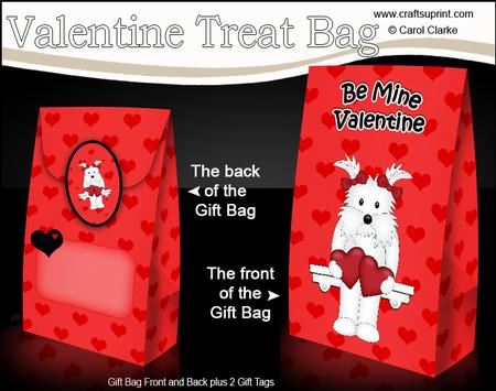 3D Valentine Romance Little Westie Dog Gift Bag Mini Kit