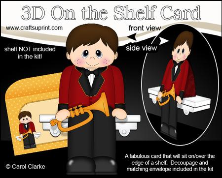 3D on the Shelf Card Kit - Little Trumpet Player Hall
