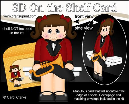 3D on the Shelf Card Kit - Little Trumpet Player Tate