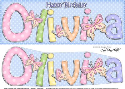 Large Dl Birthday Olivia Butterflies 3D Decoupage