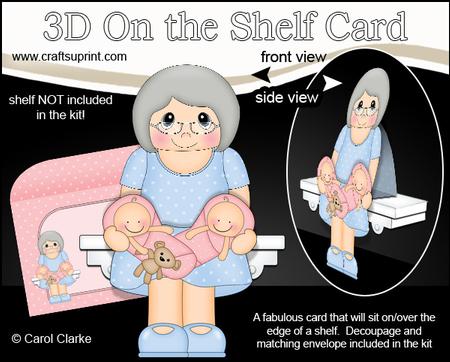 3D on the Shelf Card Kit - June New Grandma of Baby Twins