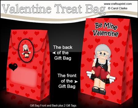 3D Valentine Romance Scottish Old Lady Gift Bag Mini Kit