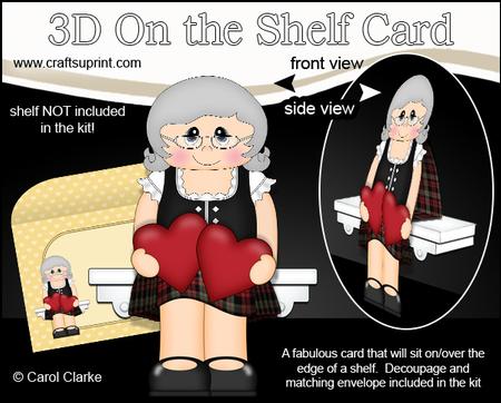 3D on the Shelf Card Kit - Love & Romance Scottish Old Lady