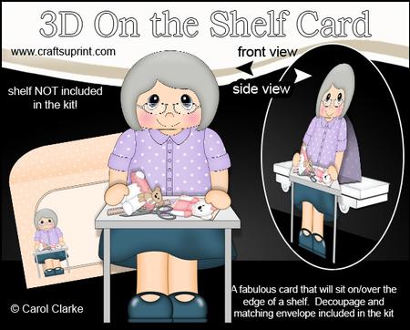 3D on the Shelf Card Kit - Little Crafter Old Lady Gaye