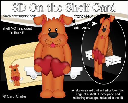 3D on the Shelf Card Kit - Hearts Love & Romance Rusty Dog