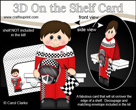 3D on the Shelf Card Kit - Little F1 Racing Driver Gerry