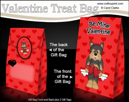 3D Valentine Romance Yorkie Dog Gift Bag Mini Kit