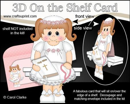 3D on the Shelf Card Kit - 1st Holy Communion Girl Anne
