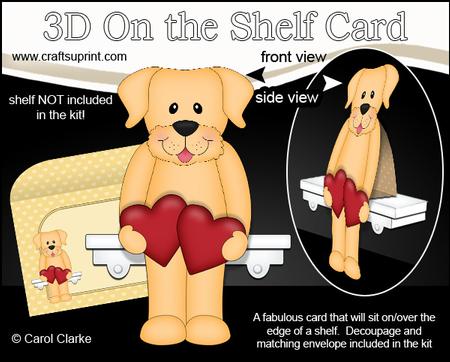 3D on the Shelf Card Kit - Love & Romance Labrador Dog