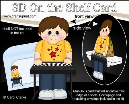 3D on the Shelf Card Kit - Little Keyboard Player Boy Luca