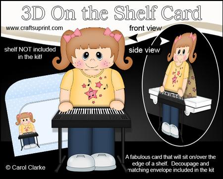 3D on the Shelf Card Kit - Little Keyboard Player Girl Adel