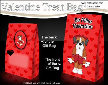 3D Valentine Romance Boxer Dog Gift Bag Mini Kit