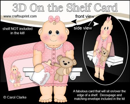 3D on the Shelf Card Kit - Cute New Little Baby Girl Bea