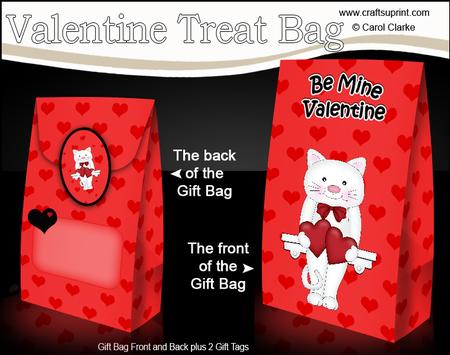 3D Valentine Romance Little Cat Gift Bag Mini Kit