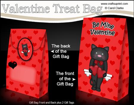 3D Valentine Romance Little Cat Gift Bag Mini Kit
