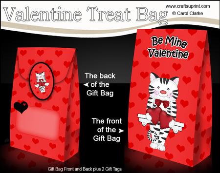 3D Valentine Romance Little Cat Gift Bag Mini Kit