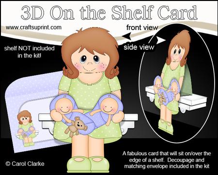 3D on the Shelf Card Kit - Amelia New Mummy of Baby Twins