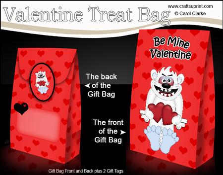 3D Valentine Romance Big Foot Yeti Gift Bag Mini Kit