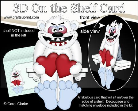 3D on the Shelf Card Kit - Hearts Love & Romance Big Foot