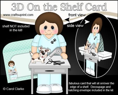 3D on the Shelf Card Kit - Little Dog Groomer Trish