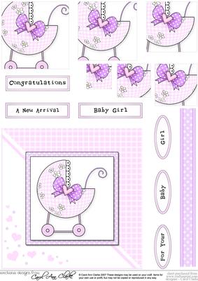 New Baby Girl Quick Card with Pyramage