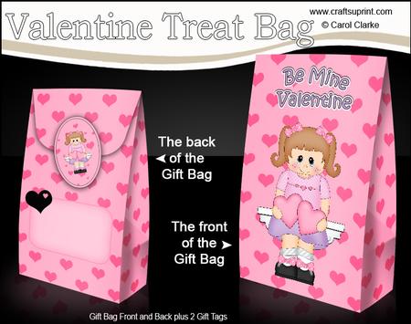 3D Valentine Romance Cute Little Girl Gift Bag Mini Kit