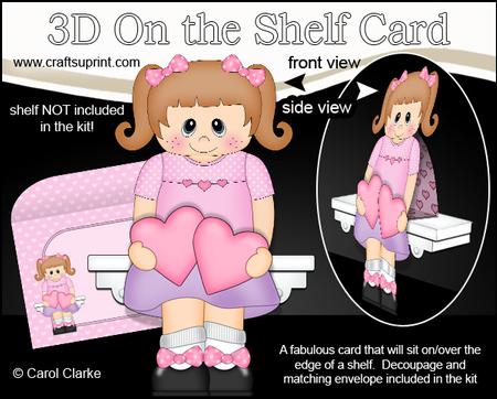 3D on the Shelf Card Kit - Hearts Love & Romance Little Girl