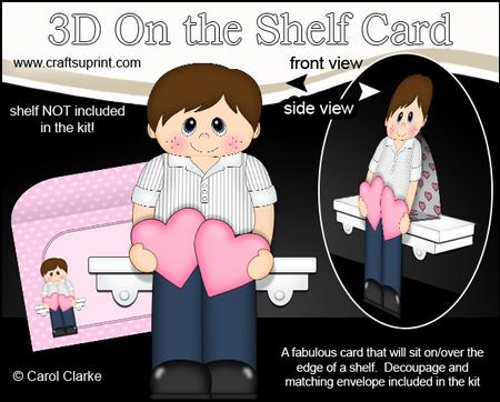 3D on the Shelf Card Kit - Hearts Love & Romance Little Boy