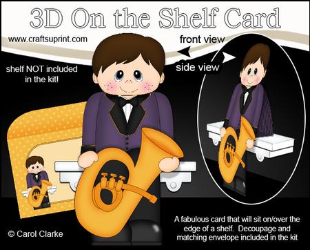 3D on the Shelf Card Kit - Little Tuba Player Boy Davy