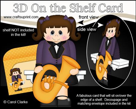 3D on the Shelf Card Kit - Little Tuba Player Girl Tate