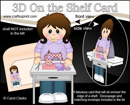 3D on the Shelf Card Kit - Little Sewing Machine Lady Clio