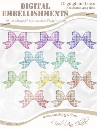 Pretty 'gingham Bow' Digital Embellishments