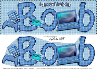 Large Dl Birthday Bob Gadgets & Gizmos 3D Decoupage