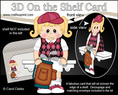 3D on the Shelf Card Kit - Little Golf Girl Lori