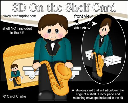 3D on the Shelf Card Kit - Little Saxophone Player Boy Kraig